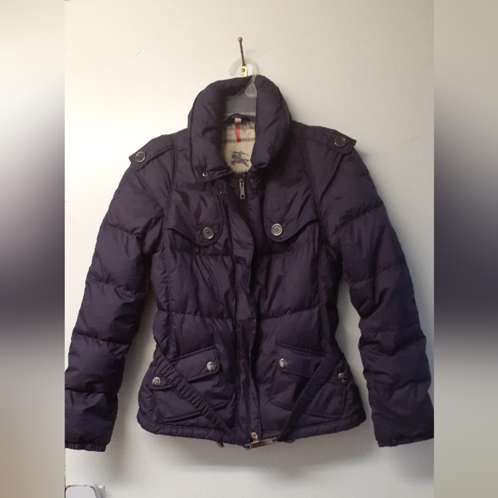 Dark purple Burberry puffer jacket - size x-small